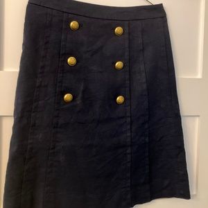 J. Crew navy A-line linen skirt size 6